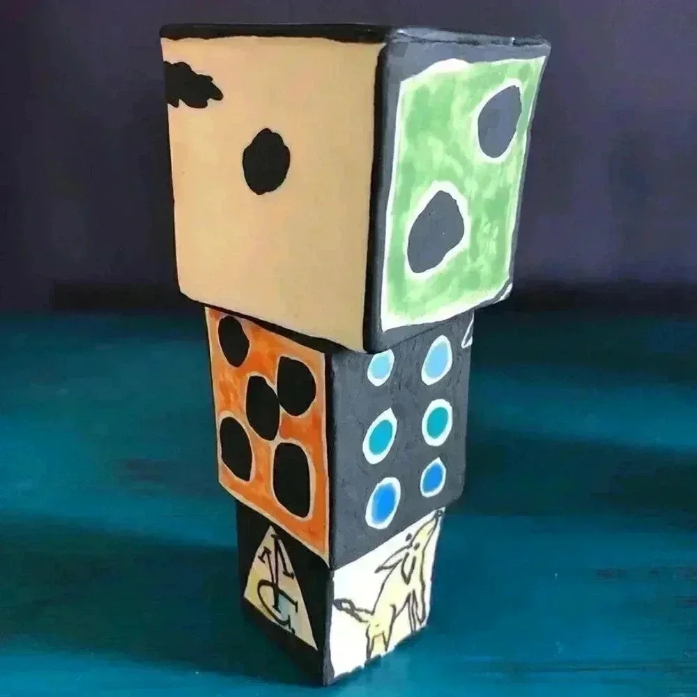 Handmade 3 Piece Cat + Mouse Ceramic Vases